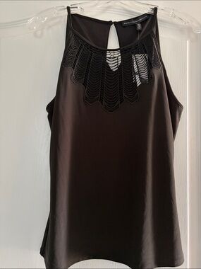 White House Black Marjey  Black Lace-Detail Halter Tank Top